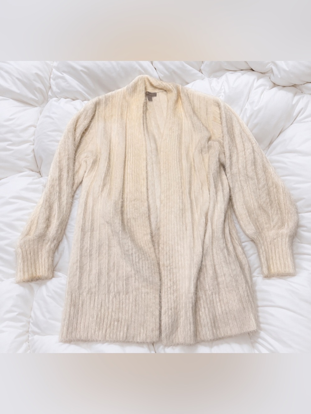 ASOS Super Soft Fuzzy Open Front Ribbed Cardigan Sweater Size 2 - Picture 2 of 4